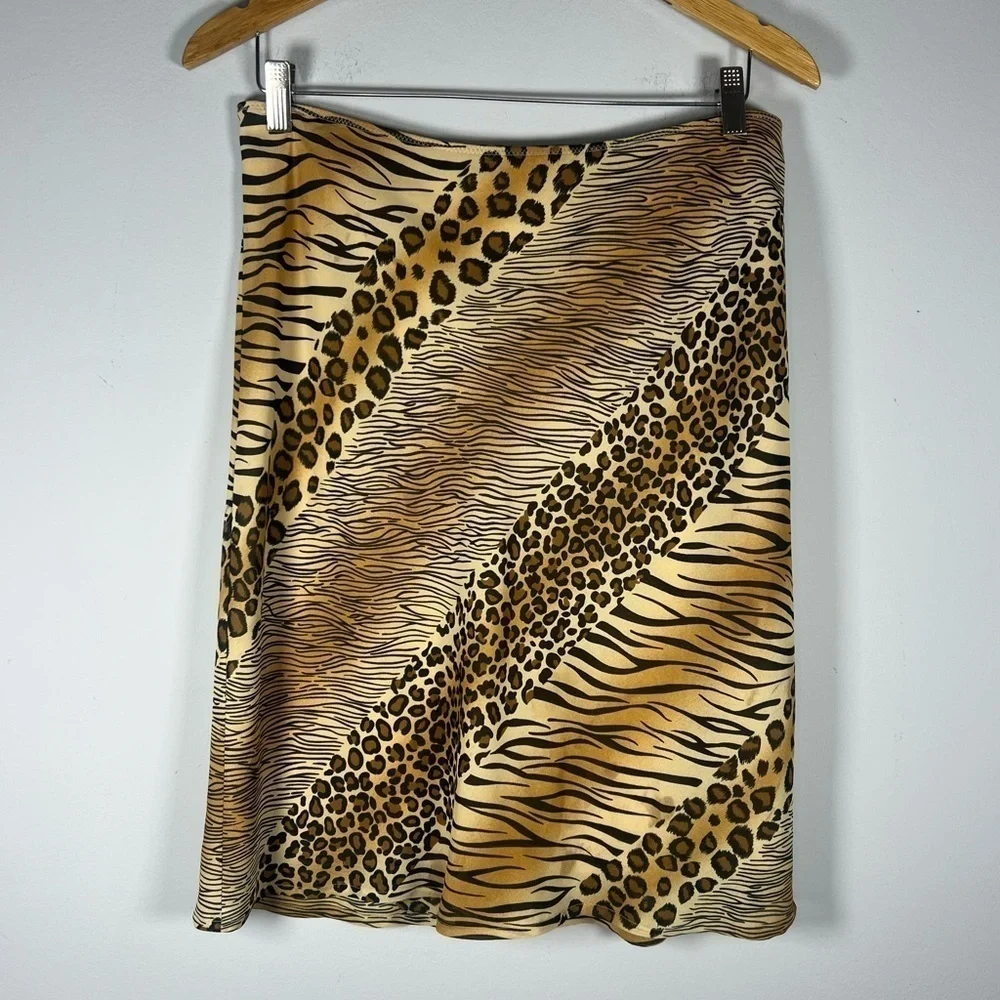 Express Y2K Mixed Animal Print Knee Length Midi Skirt Medium